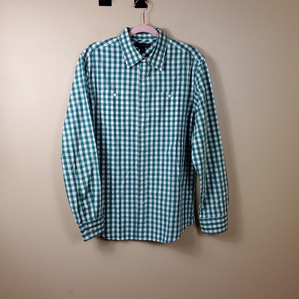 Banana Republic Green Gingham Long Sleeve Button-up Shirt Size M